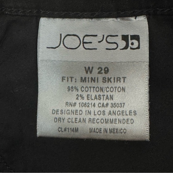 JOE’S JEANS Black Denim 5 Pocket Leather Trim Mini Skirt “Billie” Wash Size 29 - Picture 2 of 16